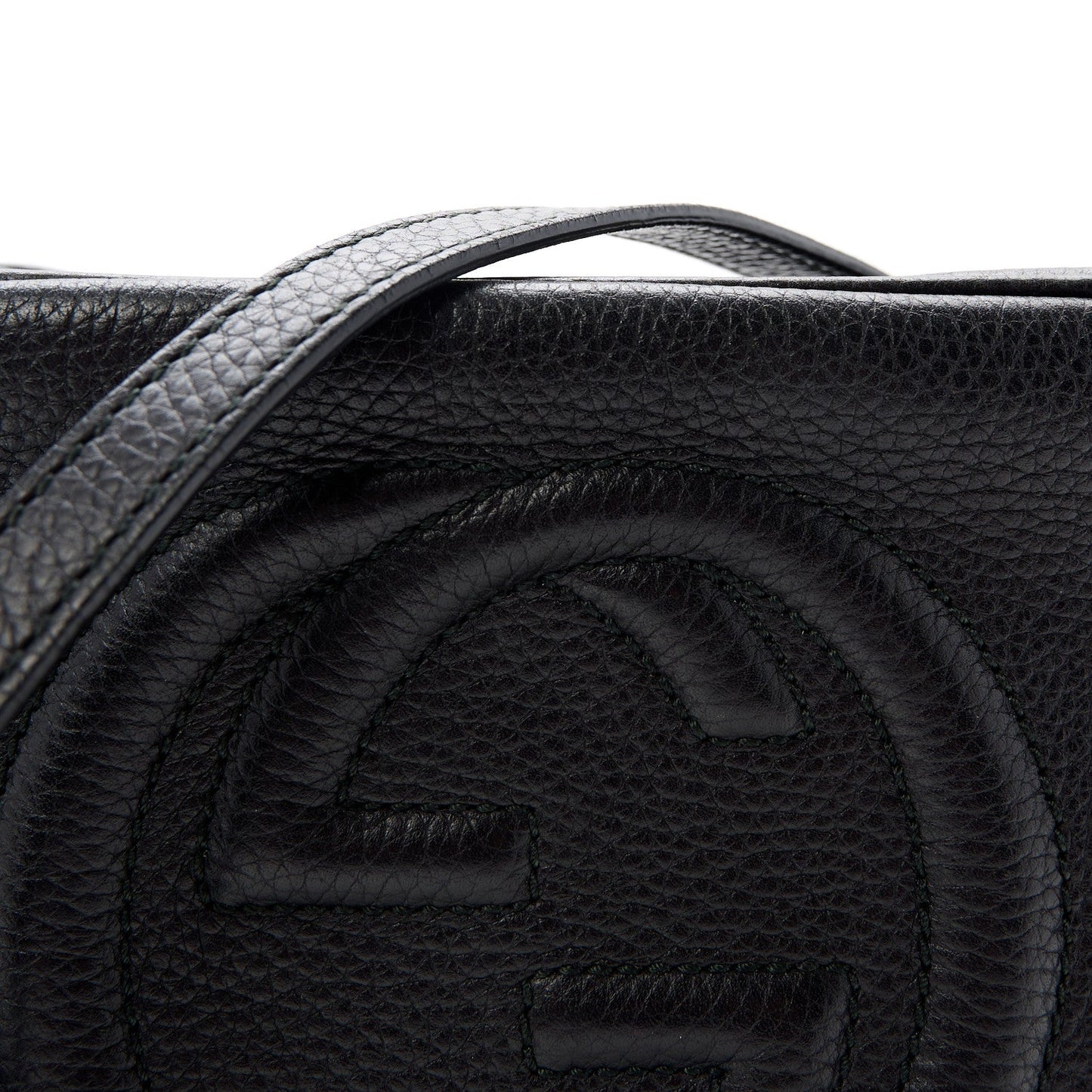 Pebbled Calfskin Small Soho Disco Bag Black