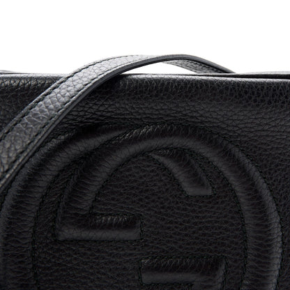 Pebbled Calfskin Small Soho Disco Bag Black
