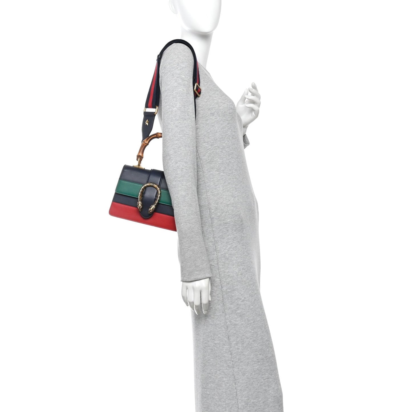 Calfskin Bamboo Web Mini Dionysus Top Handle Bag Blue Emerald Hibiscus Red