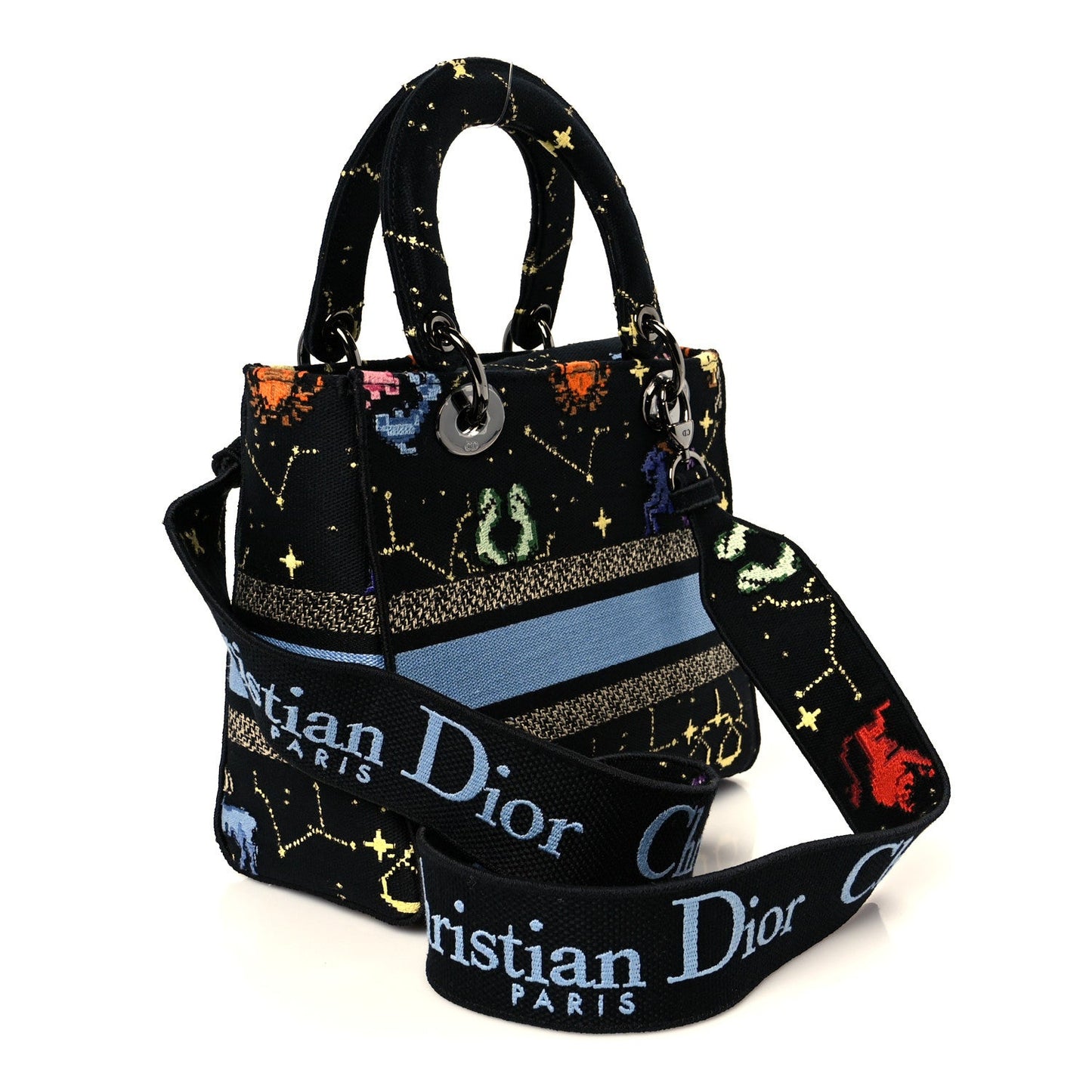 Canvas Pixel Zodiac Embroidered Medium Lady D-Lite Nero Multicolor