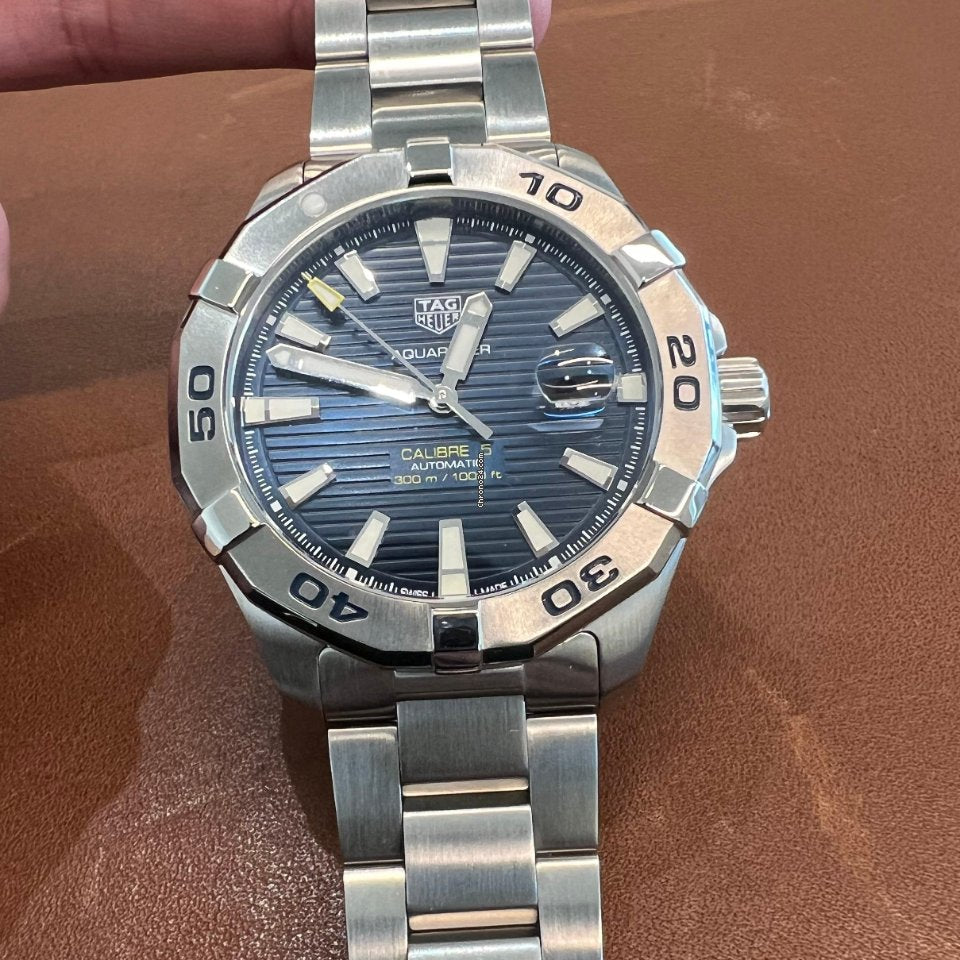 Tag Heuer Aquaracer Calibre 5 Automatic Blue Dial Silver Steel Strap Watch for Men - WAY2012.BA0927