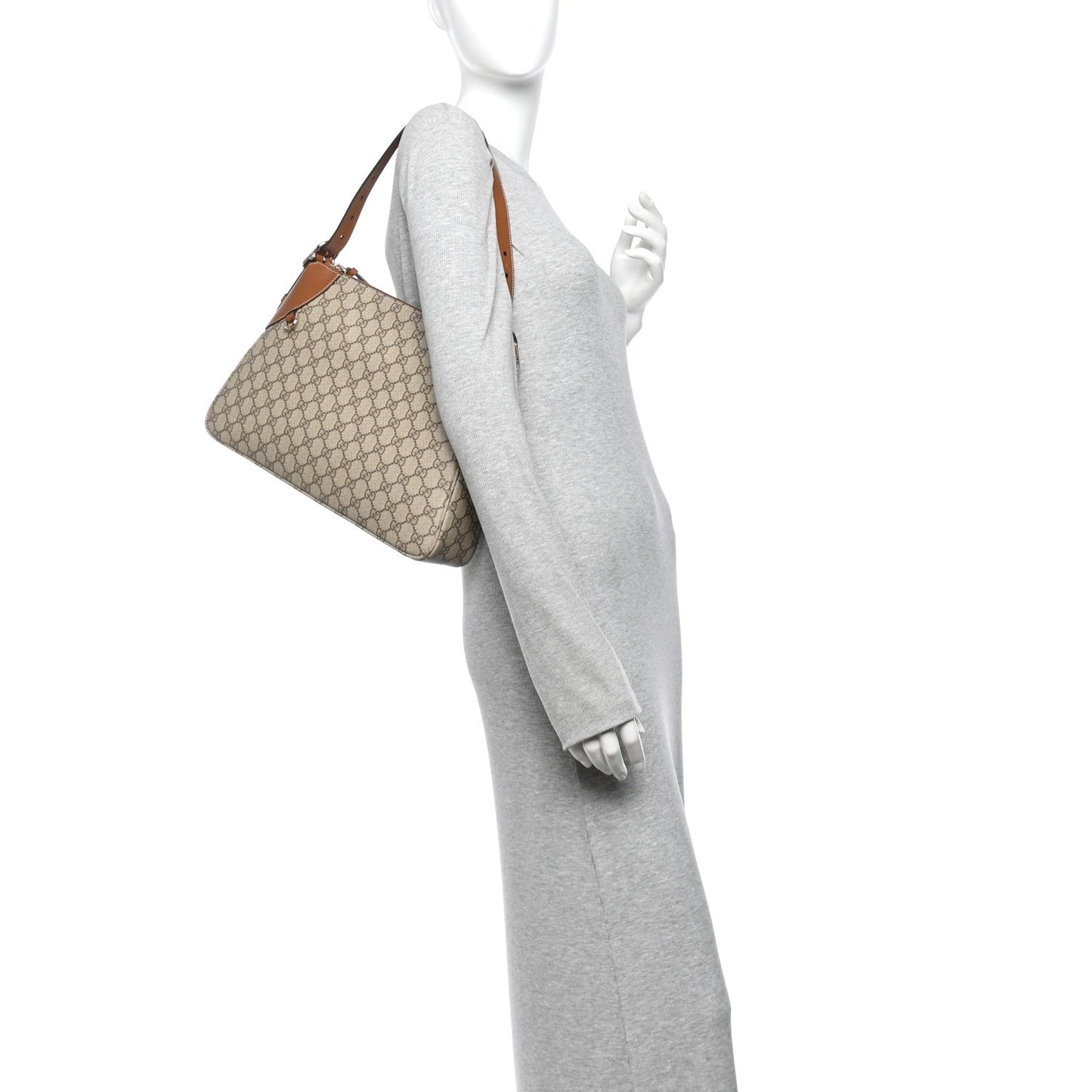GG Supreme Monogram Emblem Medium Shoulder Bag Beige Ebony Sundial