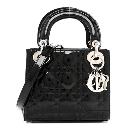 Patent Cannage Mini Lady Dior Black