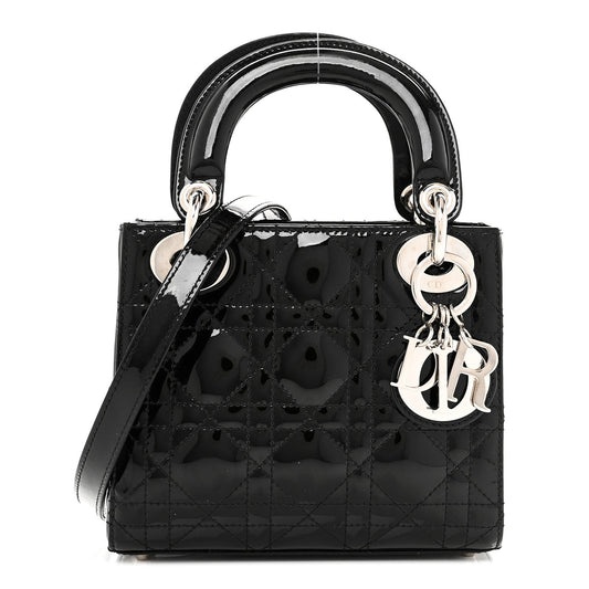 Patent Cannage Mini Lady Dior Black