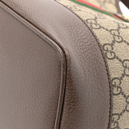 GG Supreme Monogram Textured Dollar Calfskin Web Large Ophidia Bucket Shoulder Bag Beige Ebony New Acero