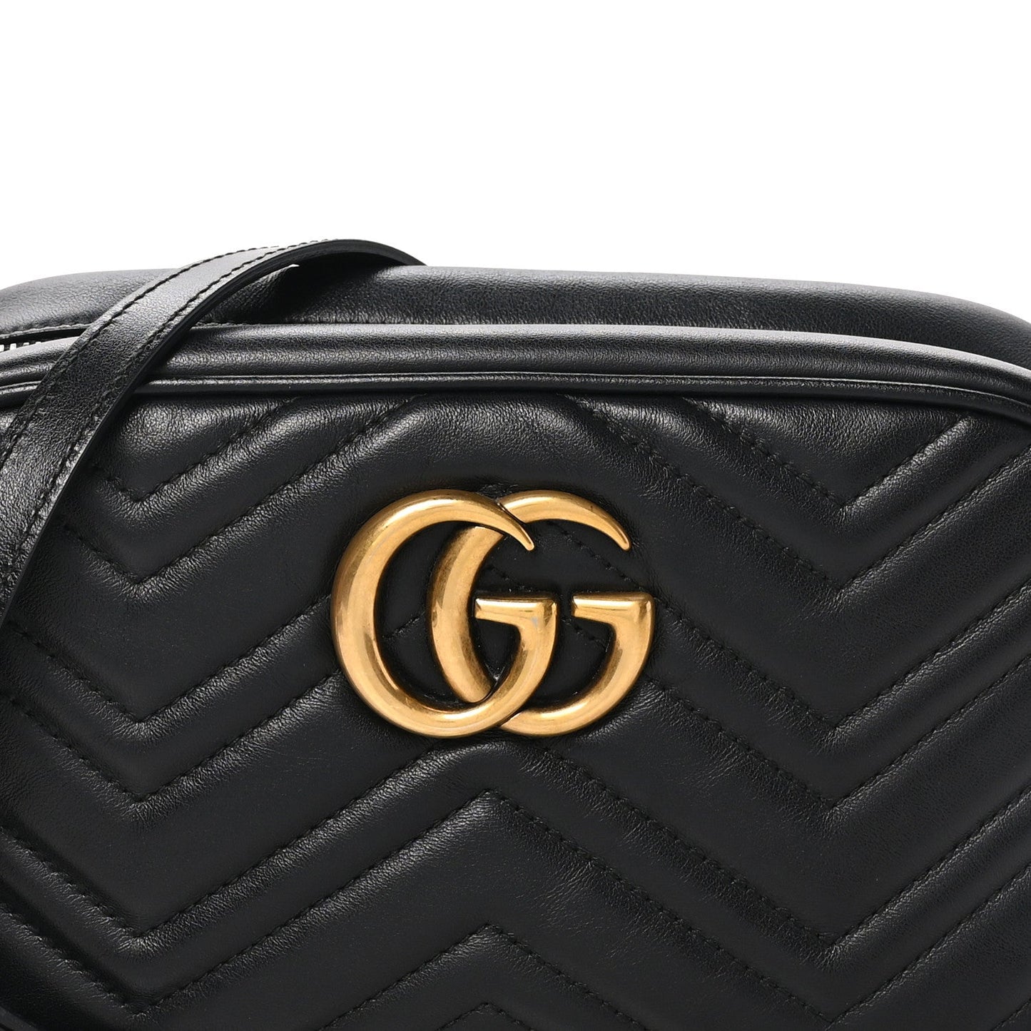 Calfskin Matelasse Small GG Marmont Chain Shoulder Bag Black