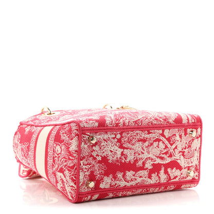 Canvas Toile De Jouy Reverse Embroidered Medium Lady D-Lite Red