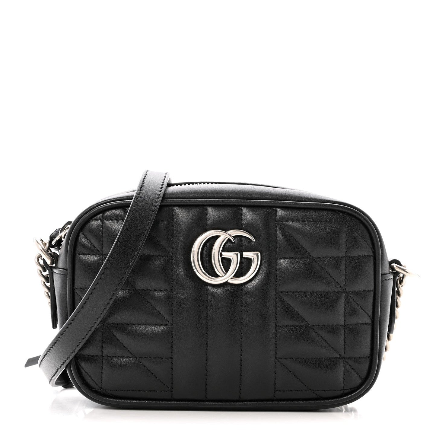 Calfskin Matelasse Aria GG Marmont Chain Shoulder Bag Black