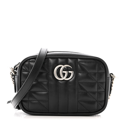 Calfskin Matelasse Aria GG Marmont Chain Shoulder Bag Black