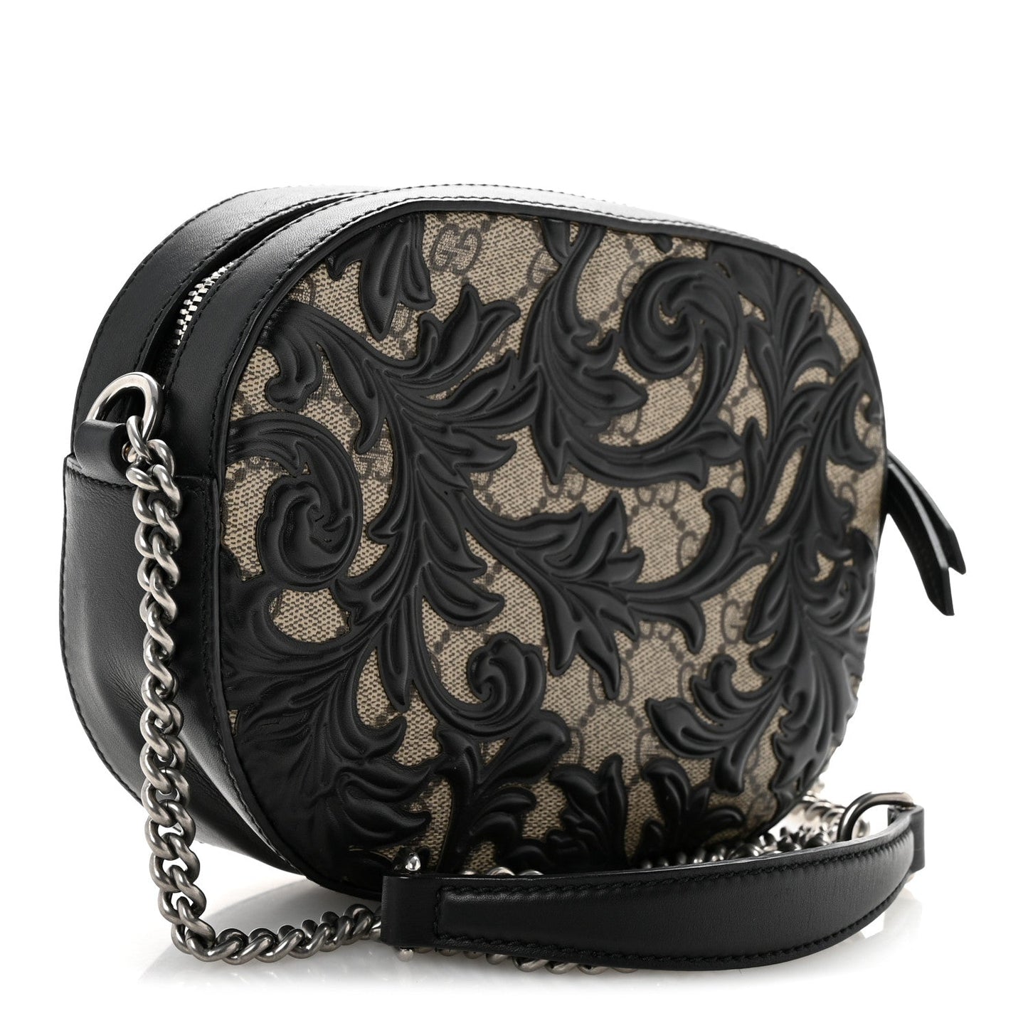 GG Supreme Monogram Arabesque Mini Chain Shoulder Bag Beige Black