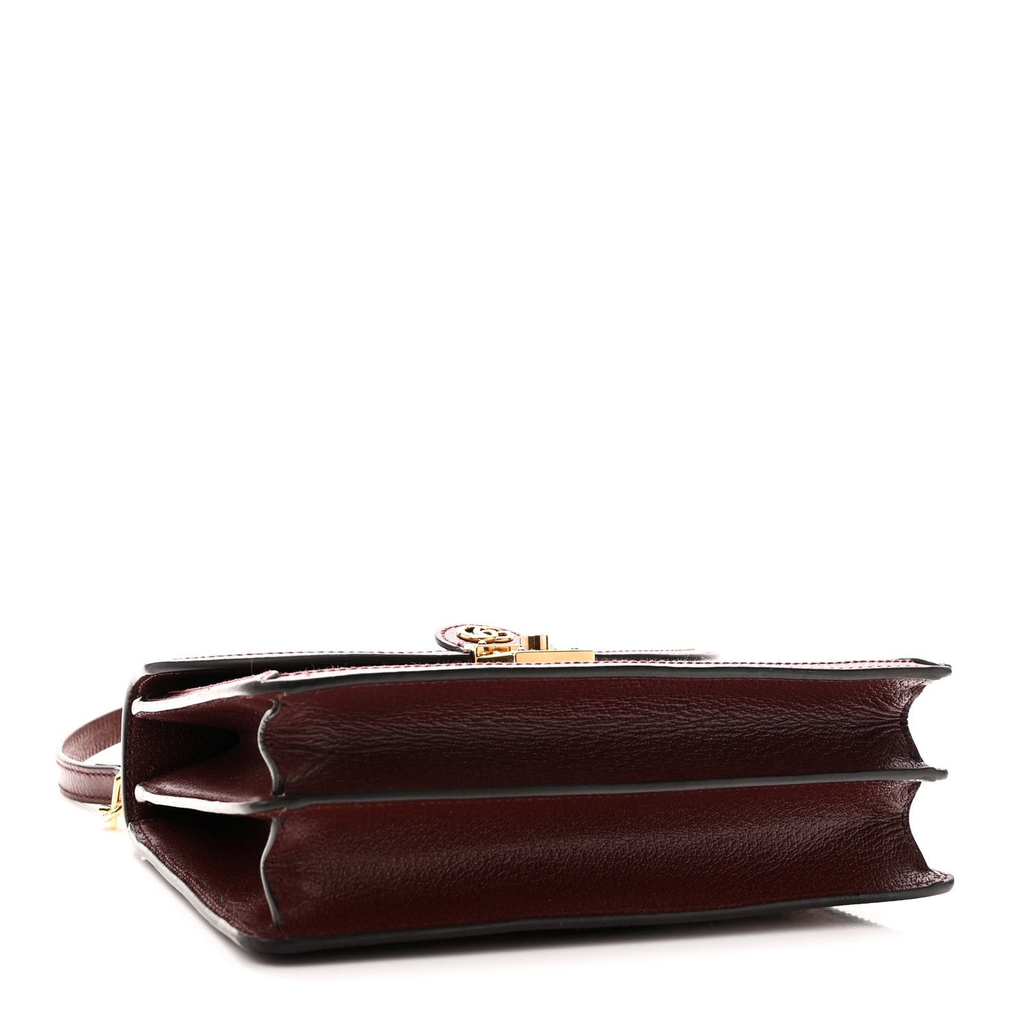 GG Supreme Monogram Textured Dollar Calfskin Web Small Ophidia Padlock Top Handle Bag Bordeaux