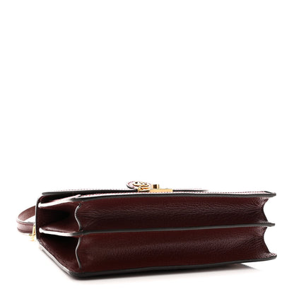 GG Supreme Monogram Textured Dollar Calfskin Web Small Ophidia Padlock Top Handle Bag Bordeaux