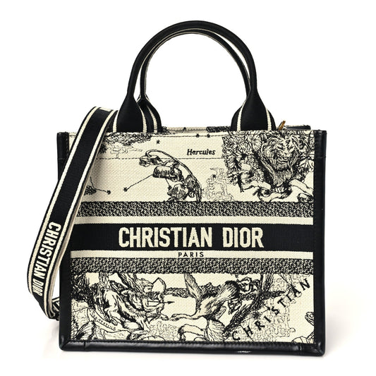Calfskin Dioriviera Toile De Jouy Small Book Tote With Strap Latte Multicolor