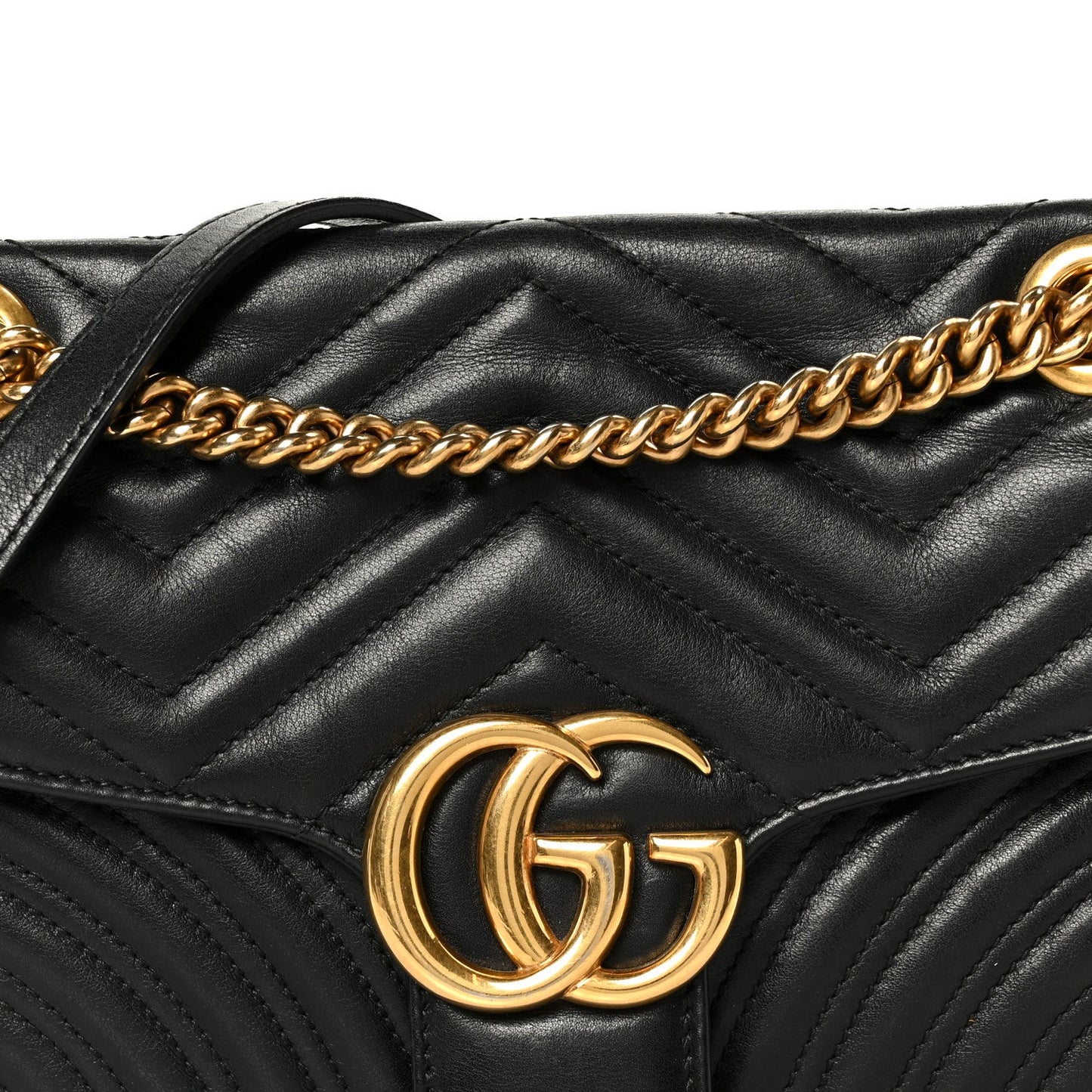 Calfskin Matelasse Small GG Marmont Shoulder Bag Black