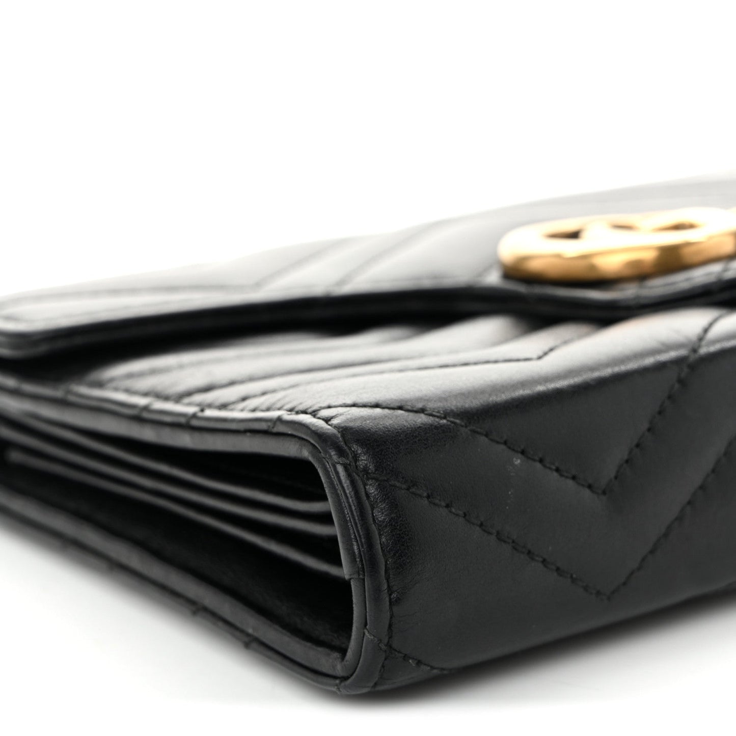 Calfskin Matelasse GG Marmont Chain Wallet Black