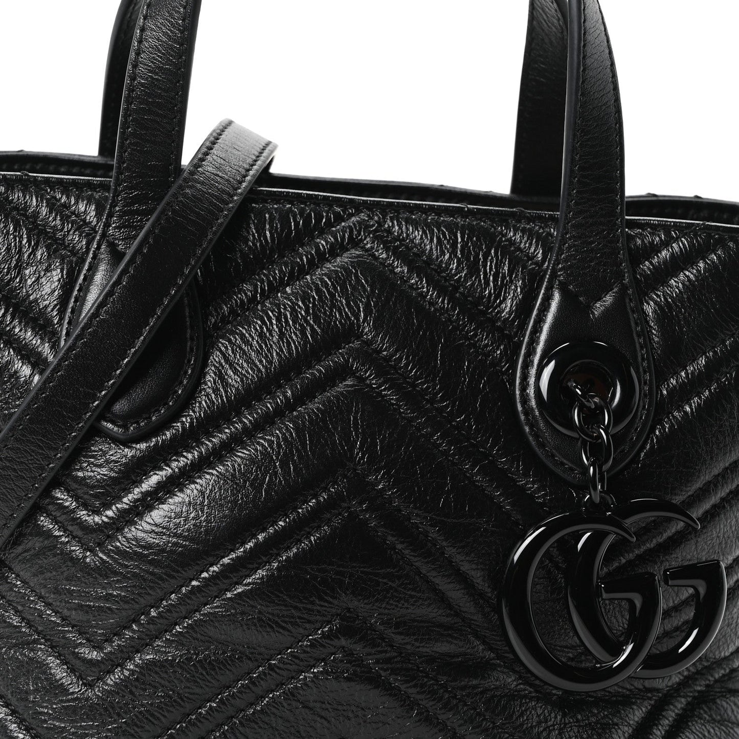 Nappa Chevron Matelasse Small GG Marmont Tote Bag Black
