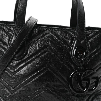 Nappa Chevron Matelasse Small GG Marmont Tote Bag Black