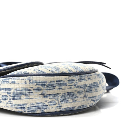 Denim Jacquard Oblique Kasuri Mens Saddle Bag Kasuri Blue White