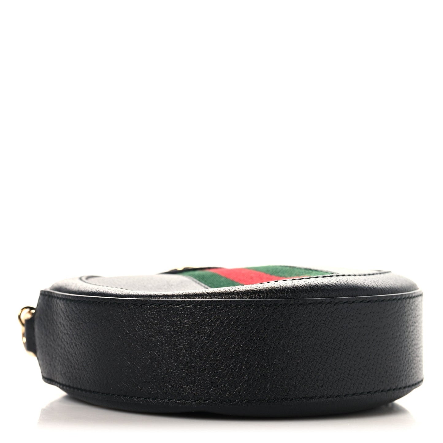 Grained Calfskin Web Mini Ophidia Round Shoulder Bag Black