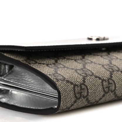 Metallic Calfskin GG Supreme Monogram Petite GG Marmont Wallet Chain Bag Silver Beige Ebony