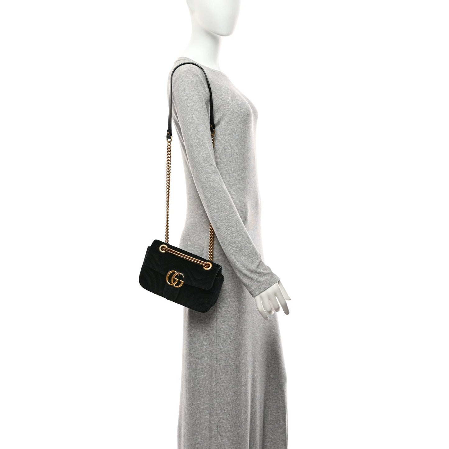 Velvet Matelasse Mini GG Marmont Shoulder Bag Black