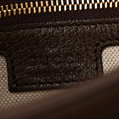 GG Supreme Monogram Textured Dollar Calfskin Web Medium Blondie Top Handle Shoulder Flap Bag Beige Ebony New Acero