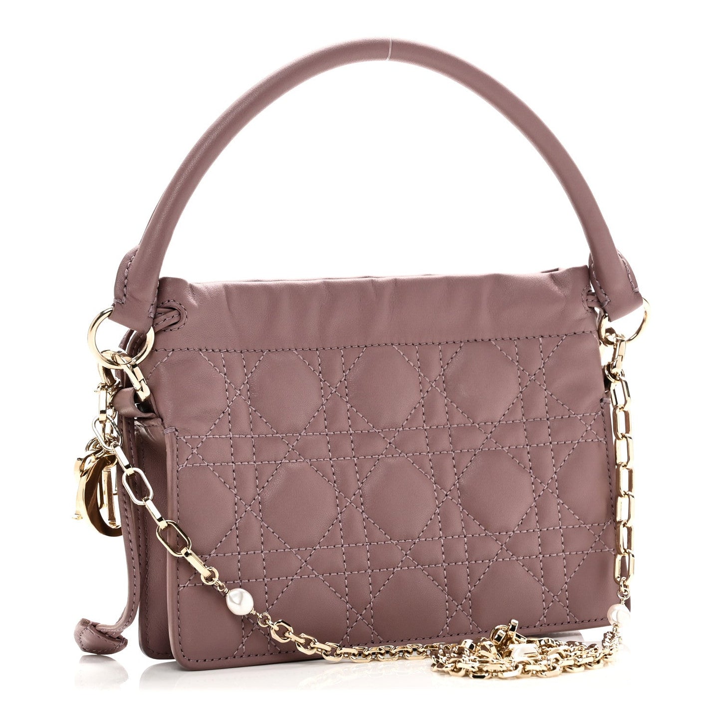 Lambskin Cannage Milly Mini Drawstring Bag Pink Peony