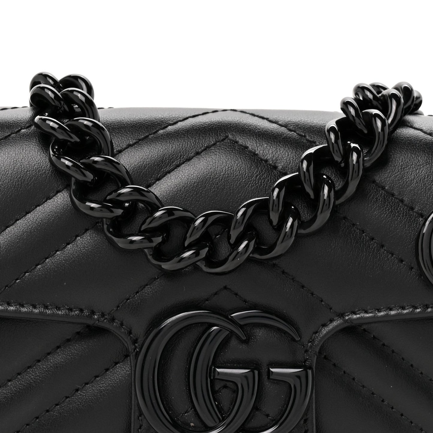 Calfskin Matelasse Monochrome GG Marmont Chain Belt Bag Black