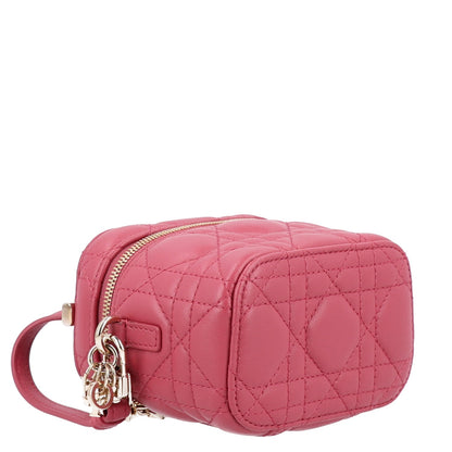 Lambskin Cannage Micro Vanity Case Strawberry Pink