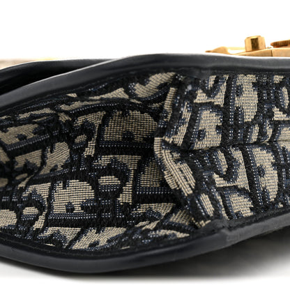Oblique Small DiorAddict Flap Bag Navy Blue