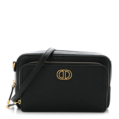 Grained Calfskin Caro Double Pouch Black