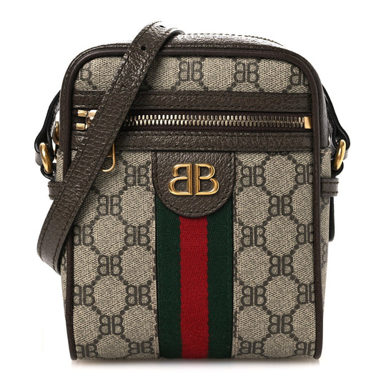 X BALENCIAGA BB Supreme Monogram Web Mini Ophidia Messenger Beige New Acero
