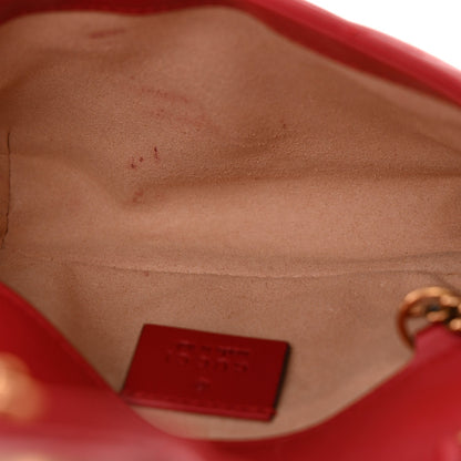 Calfskin Matelasse Super Mini GG Marmont Shoulder Bag Hibiscus Red