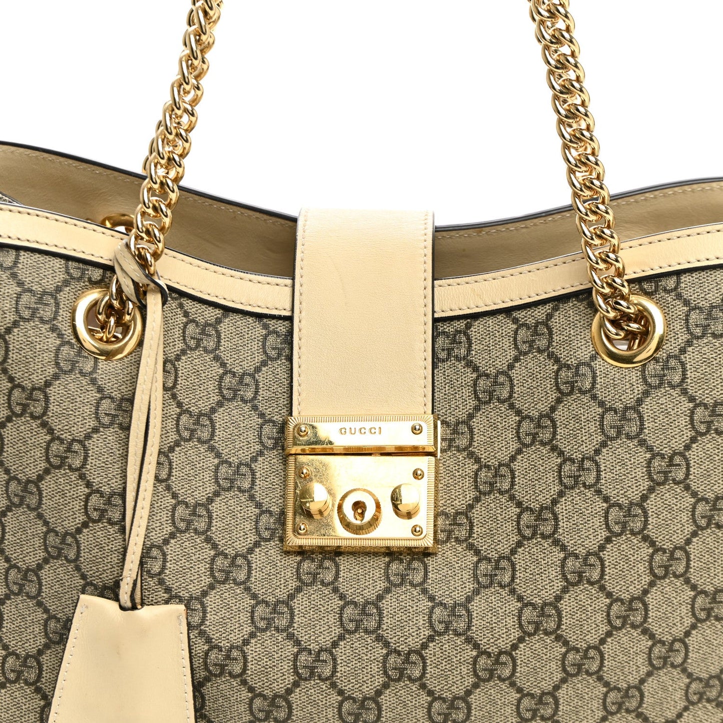 GG Supreme Monogram Medium Padlock Tote White