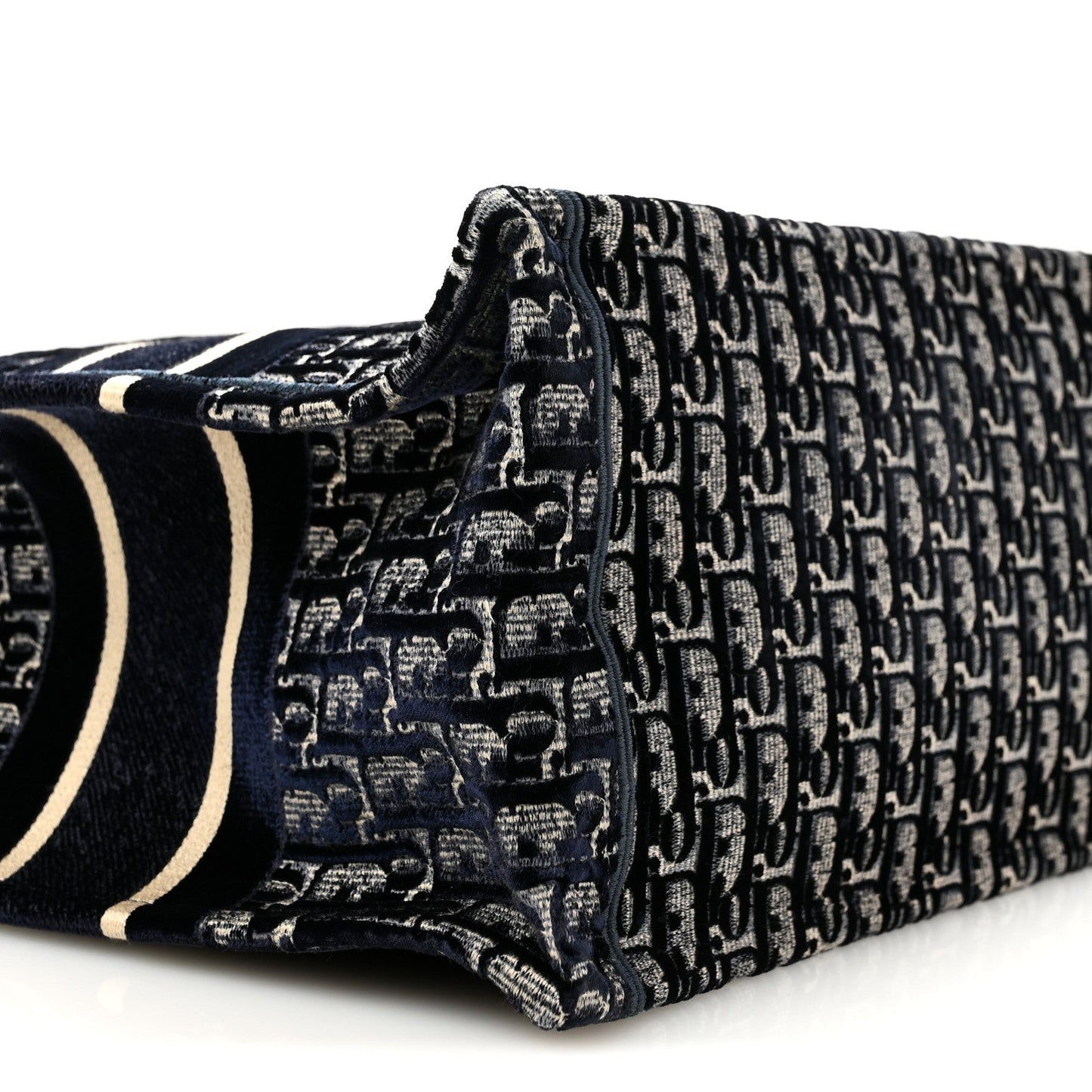 Oblique Velvet Medium Book Tote Blue Multicolor