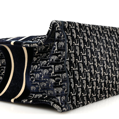 Oblique Velvet Medium Book Tote Blue Multicolor