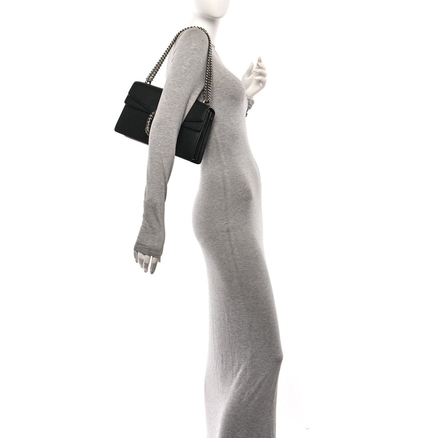 Pebbled Calfskin Small Dionysus Shoulder Bag Black