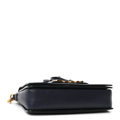 Grained Calfskin Dio(r)evolution Flap Bag Navy Blue