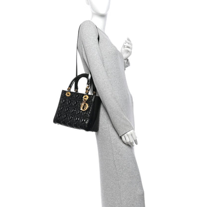 Patent Cannage Medium Lady Dior Black