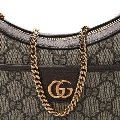 GG Supreme Monogram Textured Dollar Calfskin Small Ophidia Shoulder Bag Beige Ebony New Acero