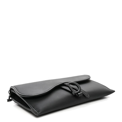 Ultra Matte Calfskin Saddle Chain Wallet Pouch Black