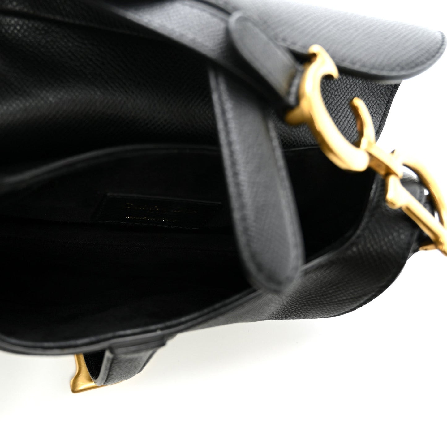 Grained Calfskin Mini Saddle Bag Black