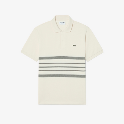 LACOSTE - MADE IN FRANCE CLASSIC FIT STRIPED POLO SHIRT Men’s -BEIGE