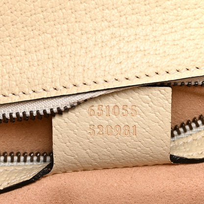 GG Supreme Monogram Textured Dollar Calfskin Web Small Ophidia Padlock Top Handle Bag Beige Ebony Mystic White