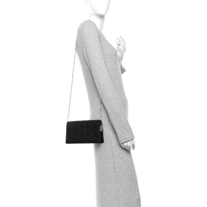 Satin Cannage Lady Dior Convertible Clutch Black
