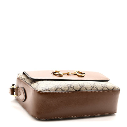 GG Supreme Monogram Small Horsebit 1955 Shoulder Bag Beige Brown Sugar
