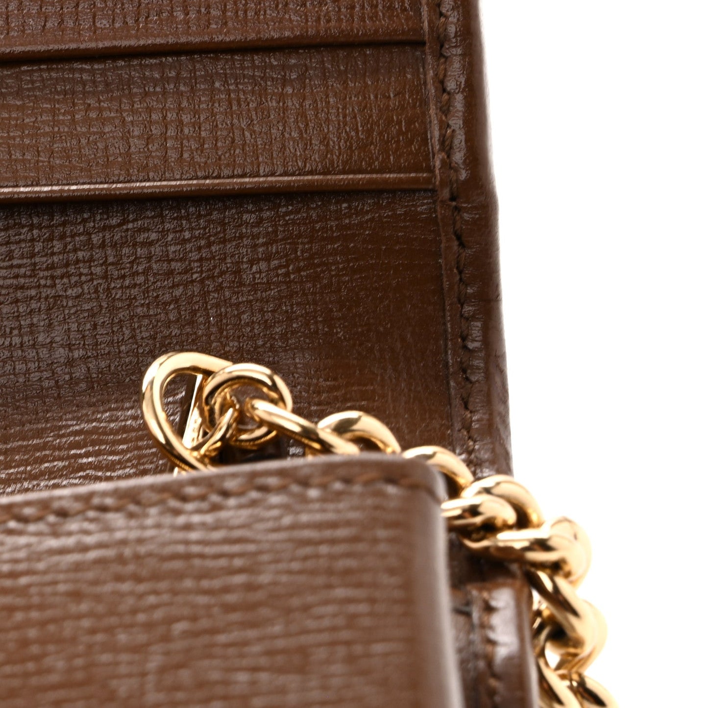 GG Supreme Monogram Azalea Calfskin Horsebit 1955 Wallet On Chain Beige Ebony Brown Sugar