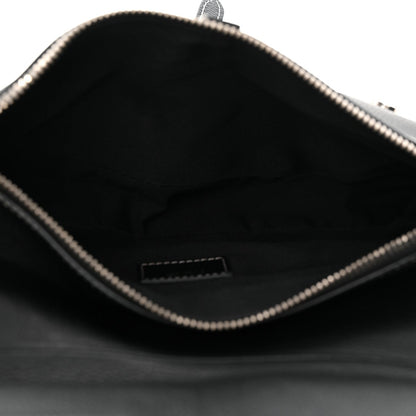 Grained Calfskin Mens Saddle Bag Black