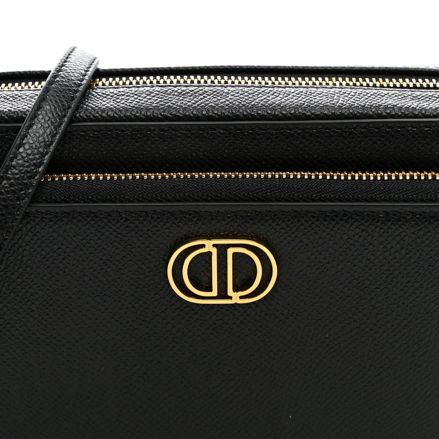 Grained Calfskin Caro Double Pouch Black