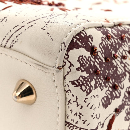 Calfskin Embroidered Medium Toile De Jouy Lady Dior White Red